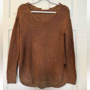 Harper Women's V-Neck Sweater in Warm Brown
